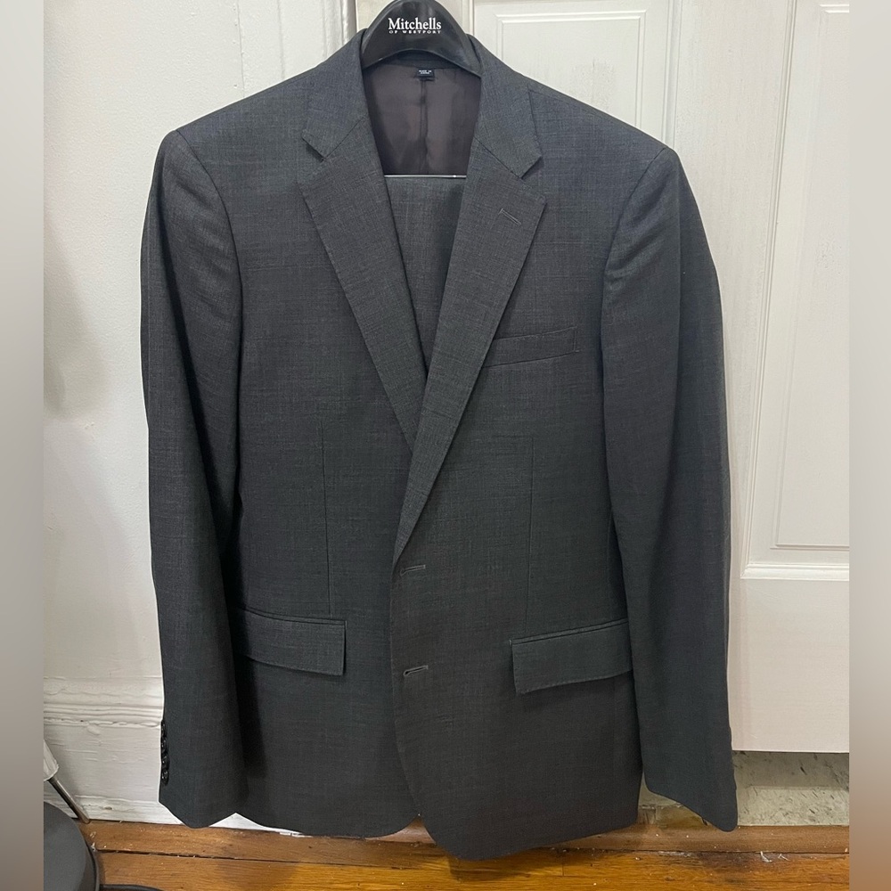 Charcoal Grey Solid J. Crew 40R - 33W Stretch Wool Ludlow Suit Perfect Pre-Owned